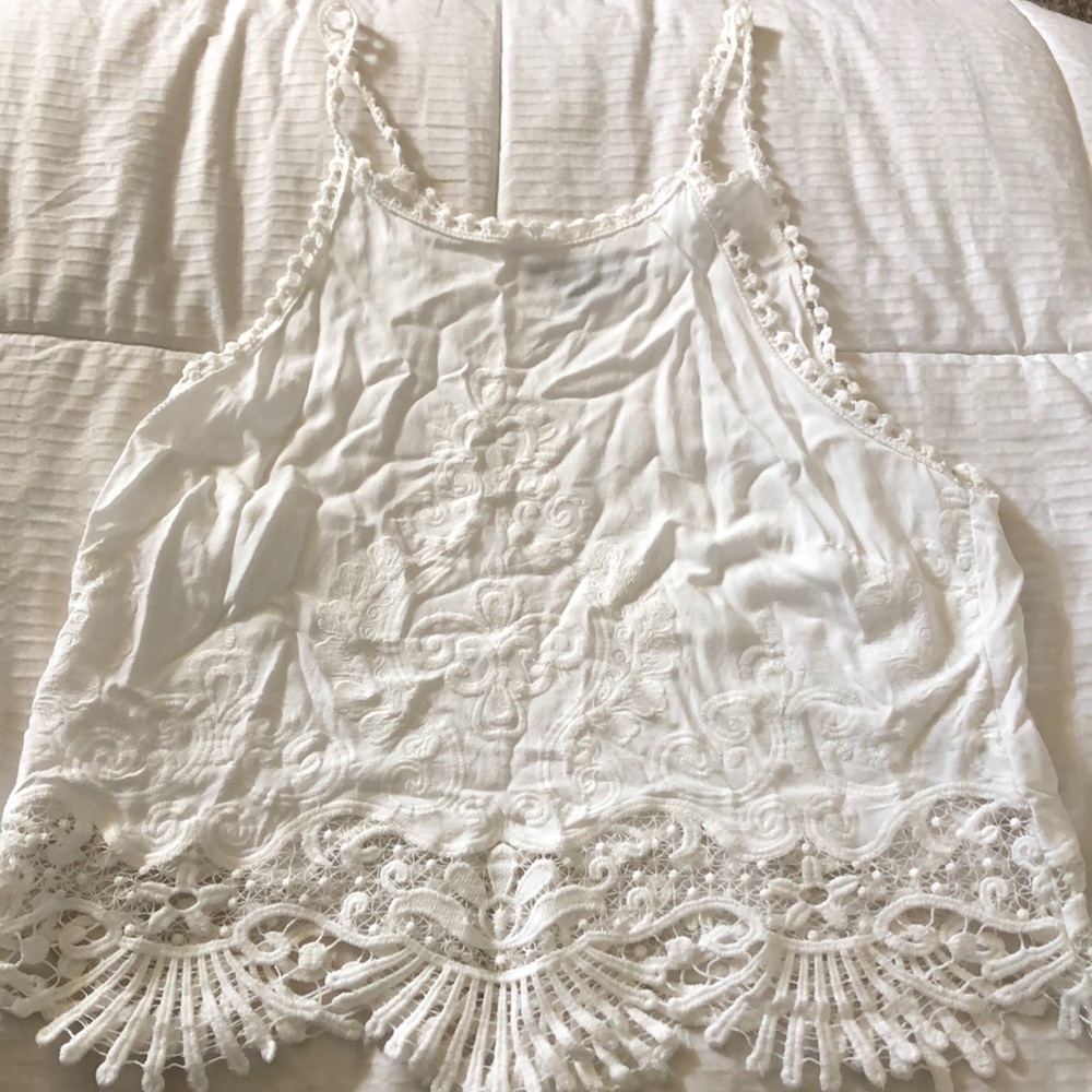 Kendall & Kyle white tank top crochet